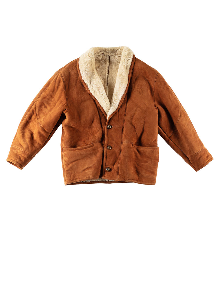Vintage 80's Men Sheepskin Coat in BrownVN424