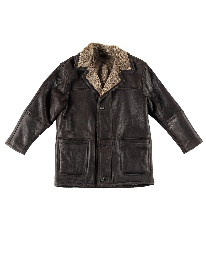 Vintage 80's Men Sheepskin Coat in BlackVN743