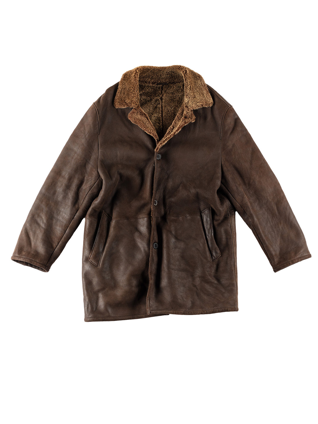 Vintage 80's Men Sheepskin Coat in BrownVN649
