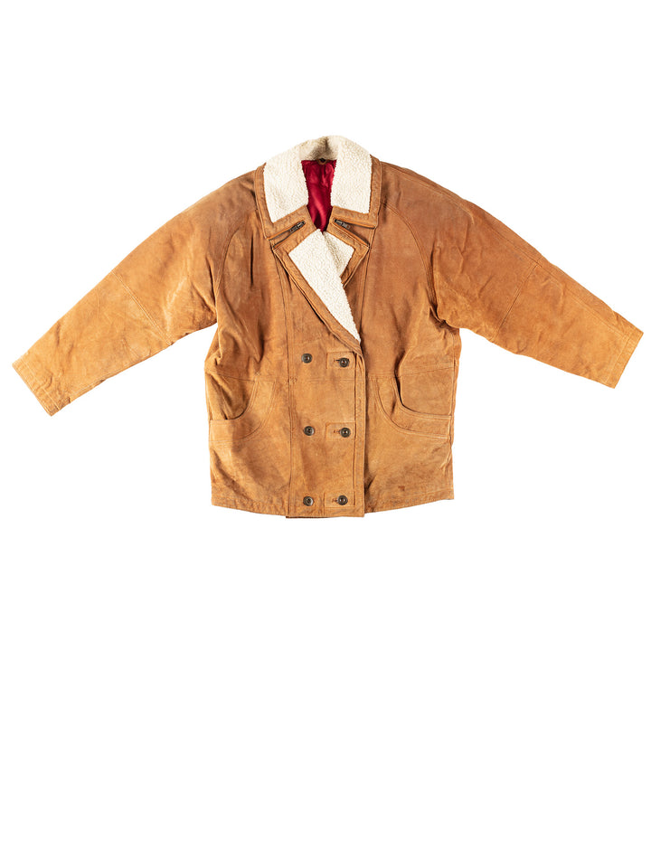 Vintage 80's Women Suede Coat in BrownMN369