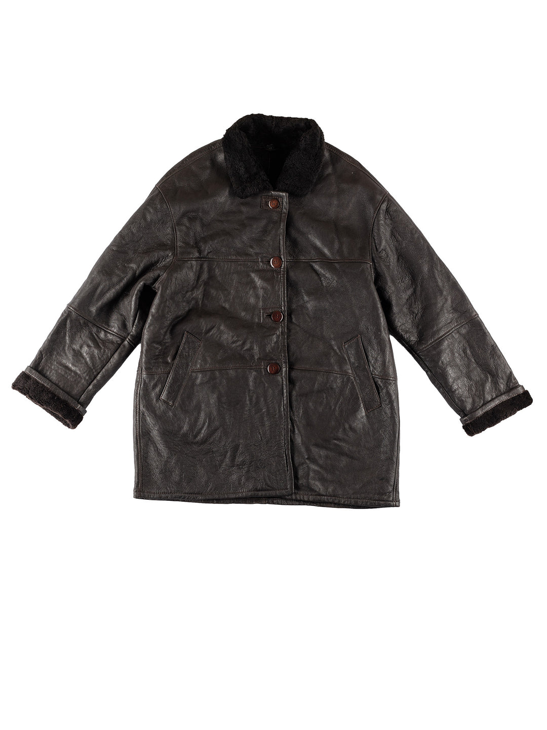 Vintage 80's Women Sheepskin Coat in BlackMN741
