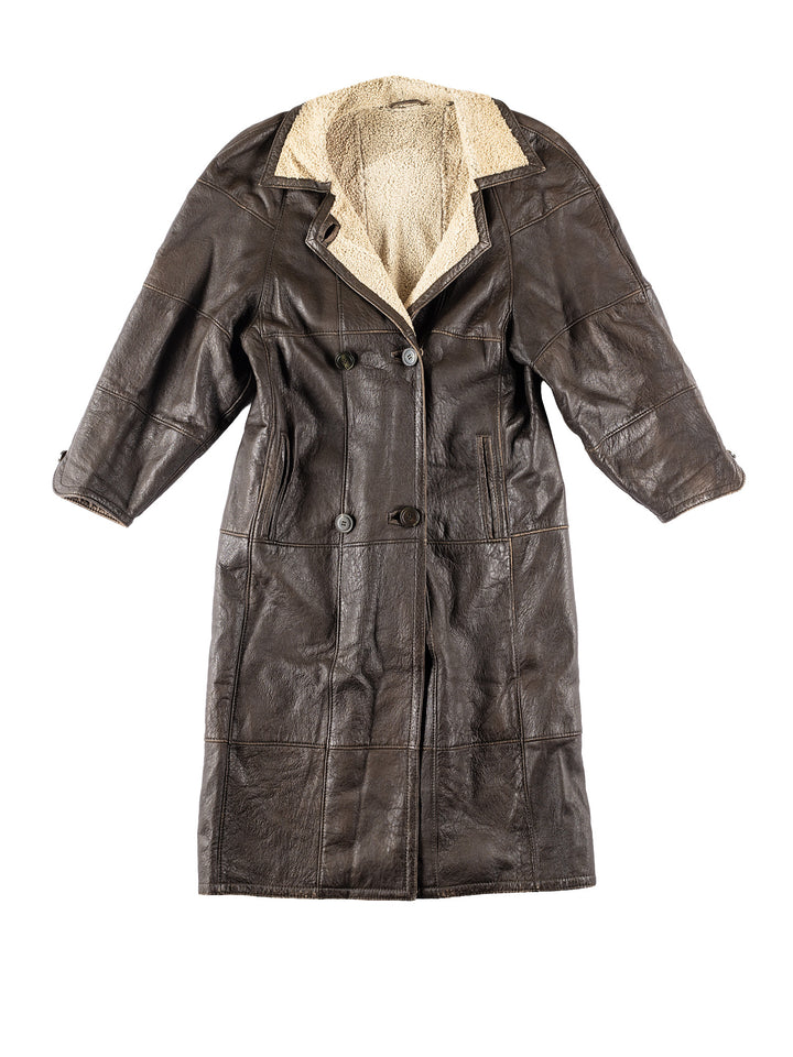 Vintage 80's Women Sheepskin Coat in BrownMN332