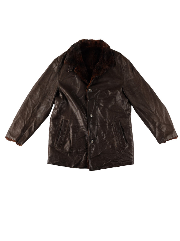 Vintage 80's Men Sheepskin Coat in BrownVN521