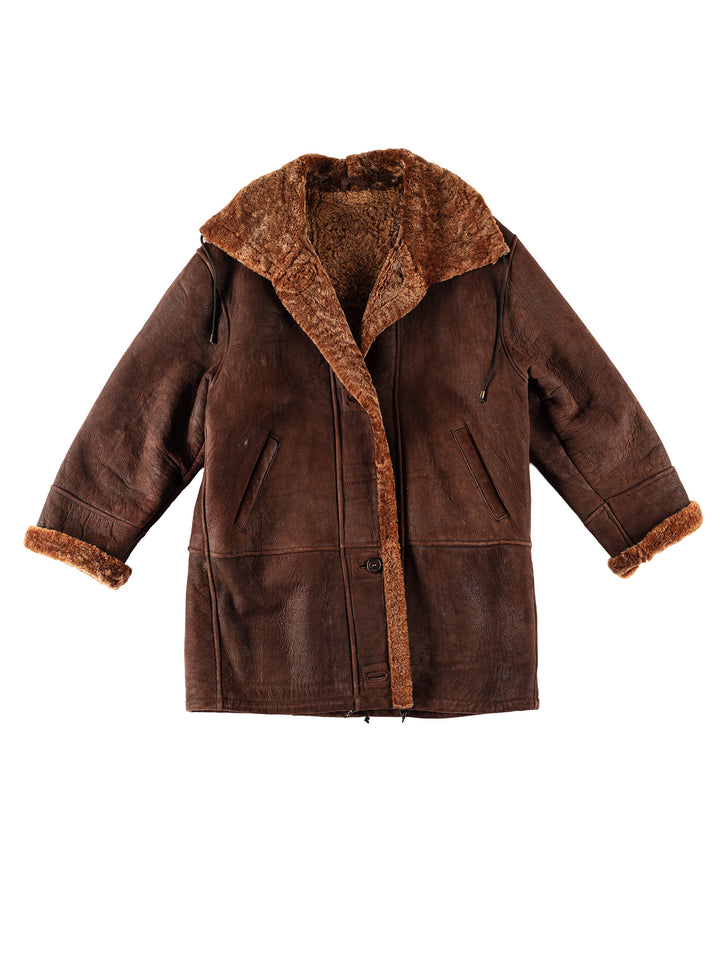 Vintage 80's Women Sheepskin Coat in BrownMN710
