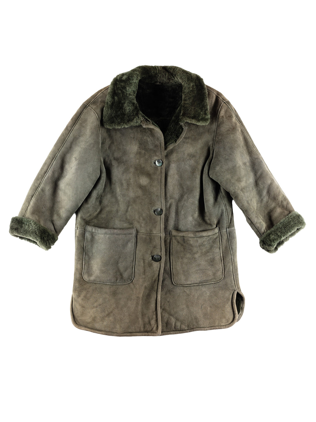 Vintage 70's Women Sheepskin Coat in GreenMN417