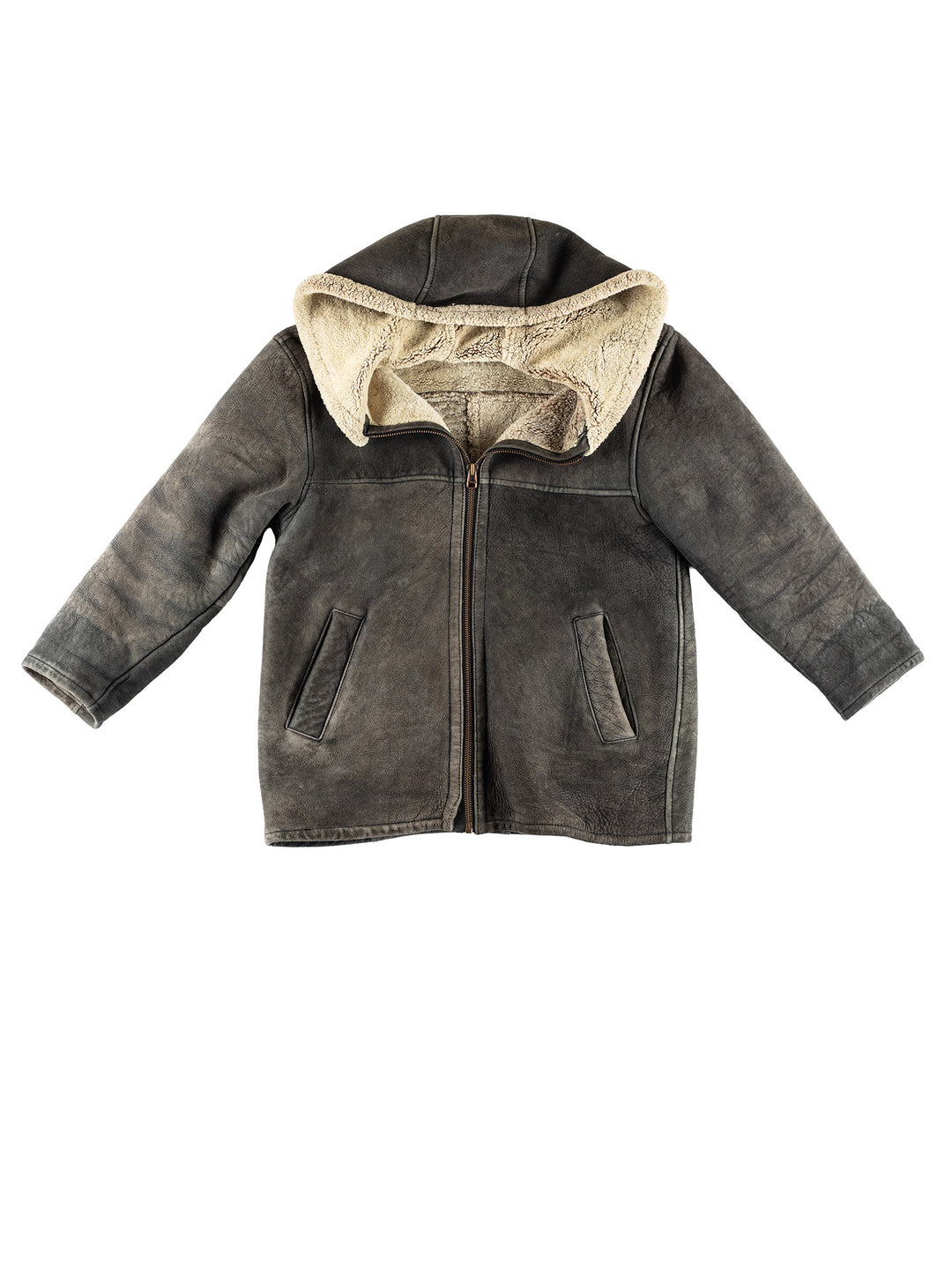 Vintage 80's Women Sheepskin Coat in GrayMN403