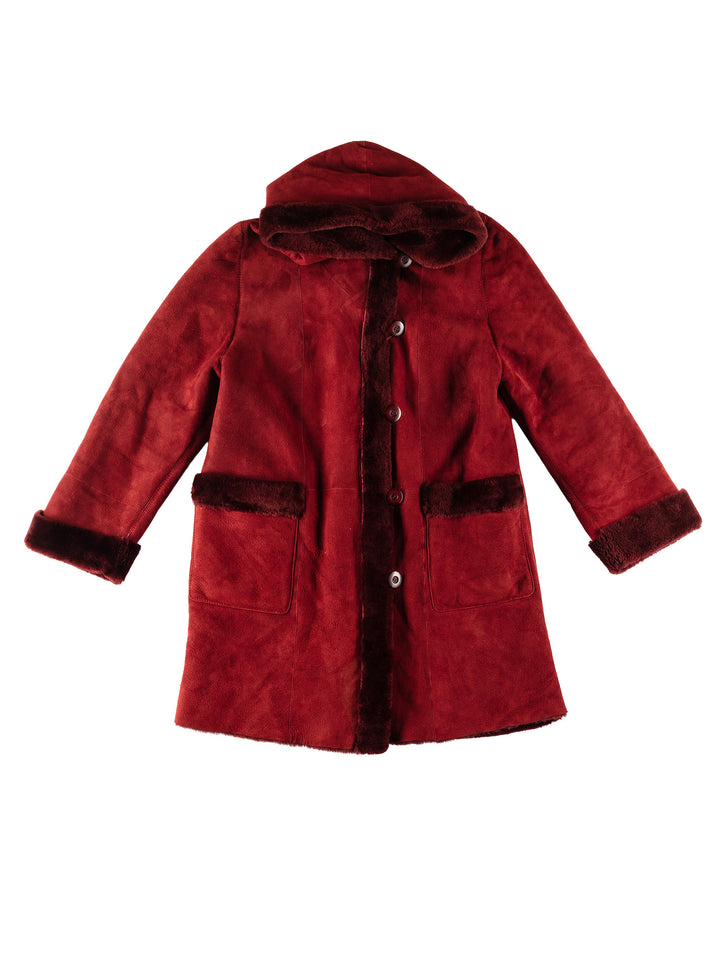 Vintage 80's Women Sheepskin Coat in RedMN713