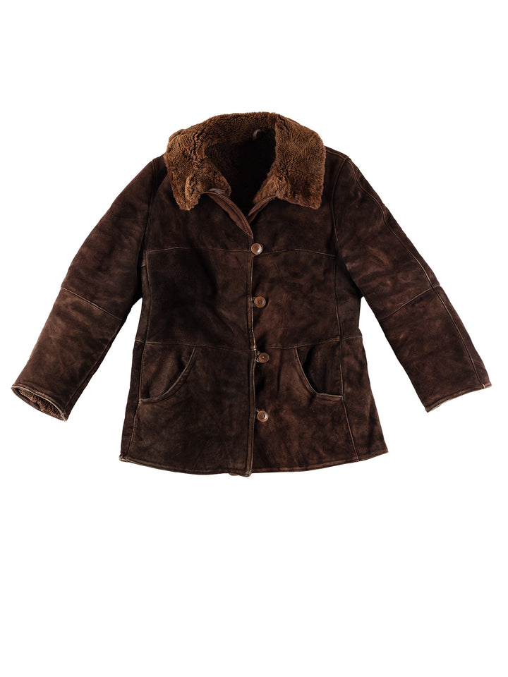 Vintage 70's Women Sheepskin Coat in BrownMN442