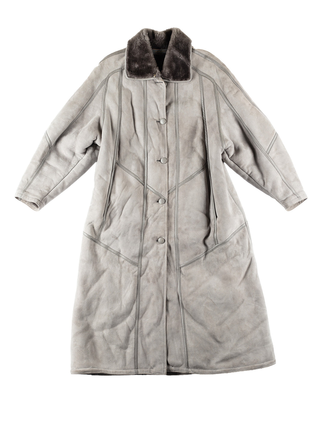 Vintage 80's Women Sheepskin Coat in GrayMN639