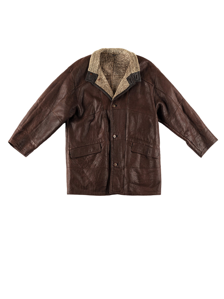 Vintage 80's Men Sheepskin Coat in BrownVN604