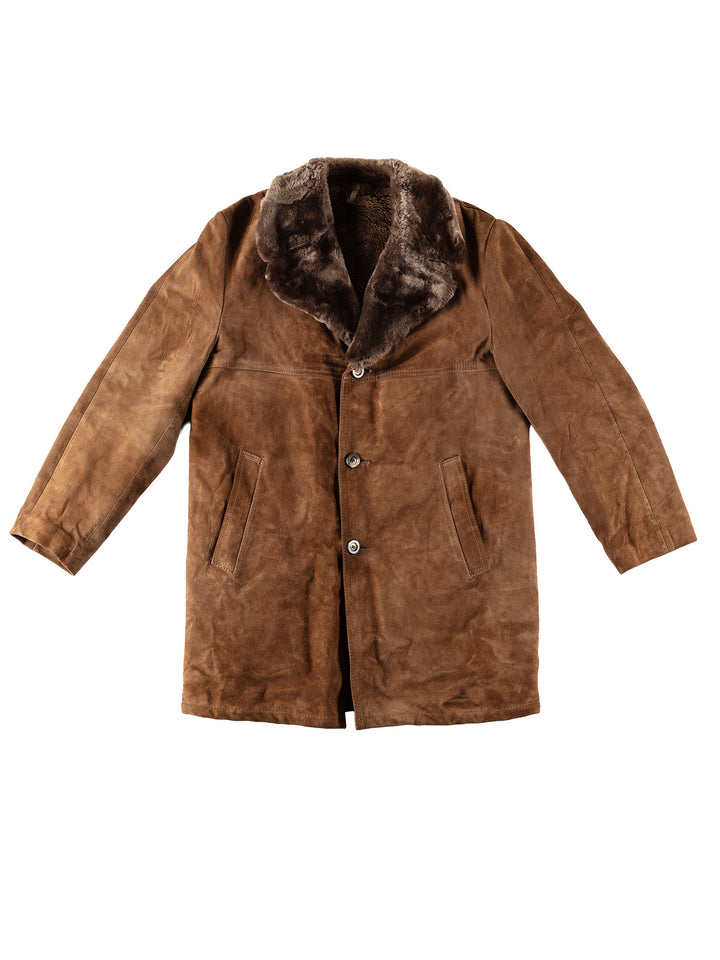 Vintage 70's Men Faux Sheepskin Coat in BrownVN537