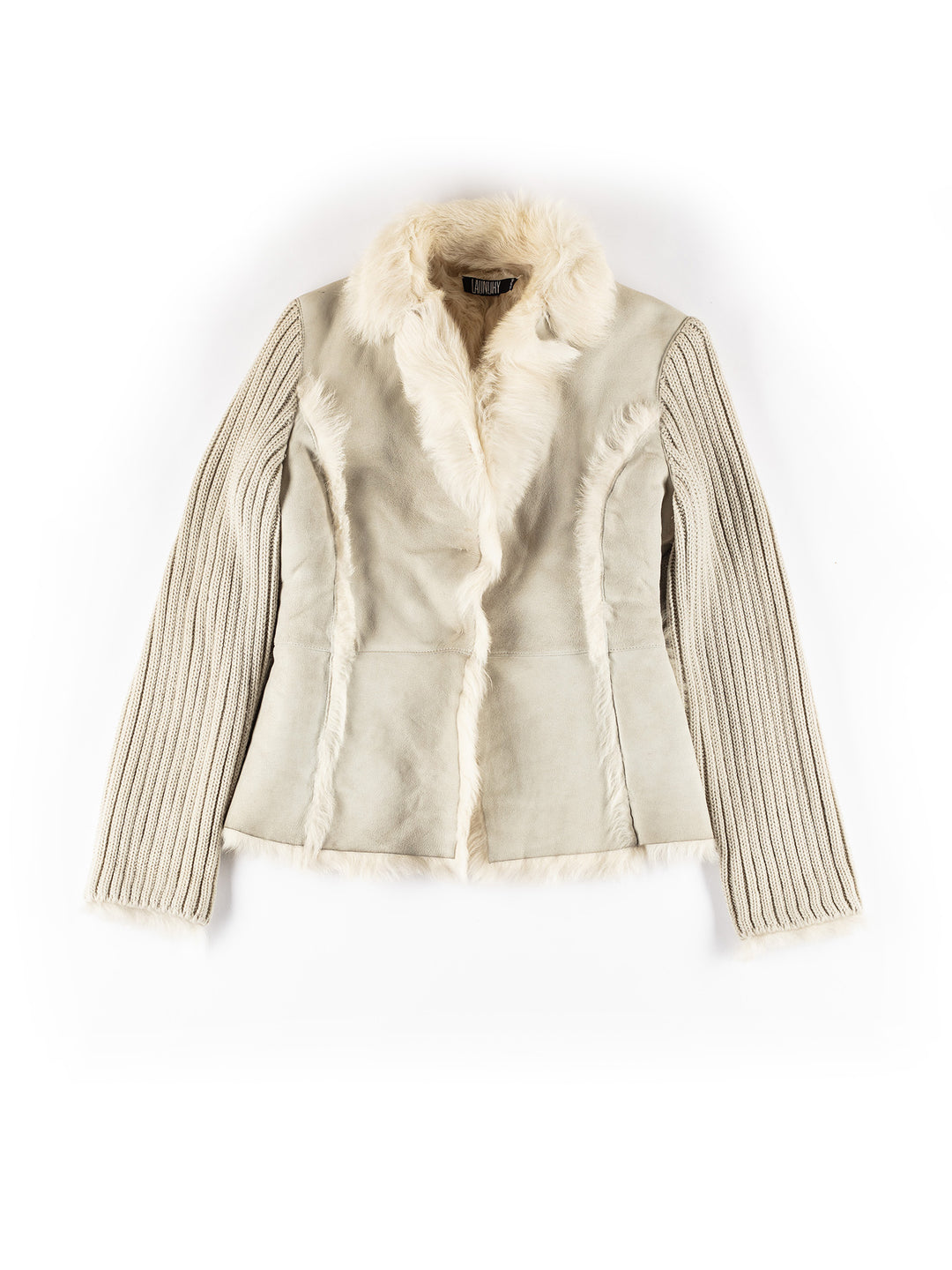 Vintage 80's Women Sheepskin Jacket in BeigeMN382