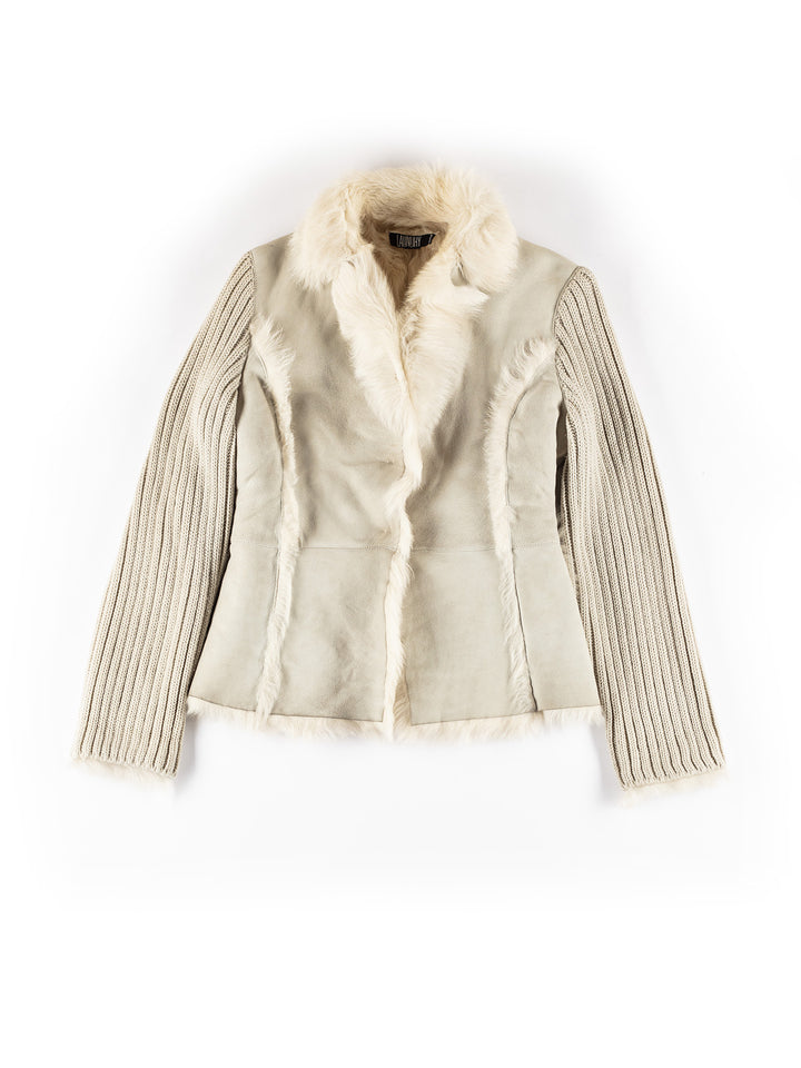 Vintage 80's Women Sheepskin Jacket in BeigeMN382