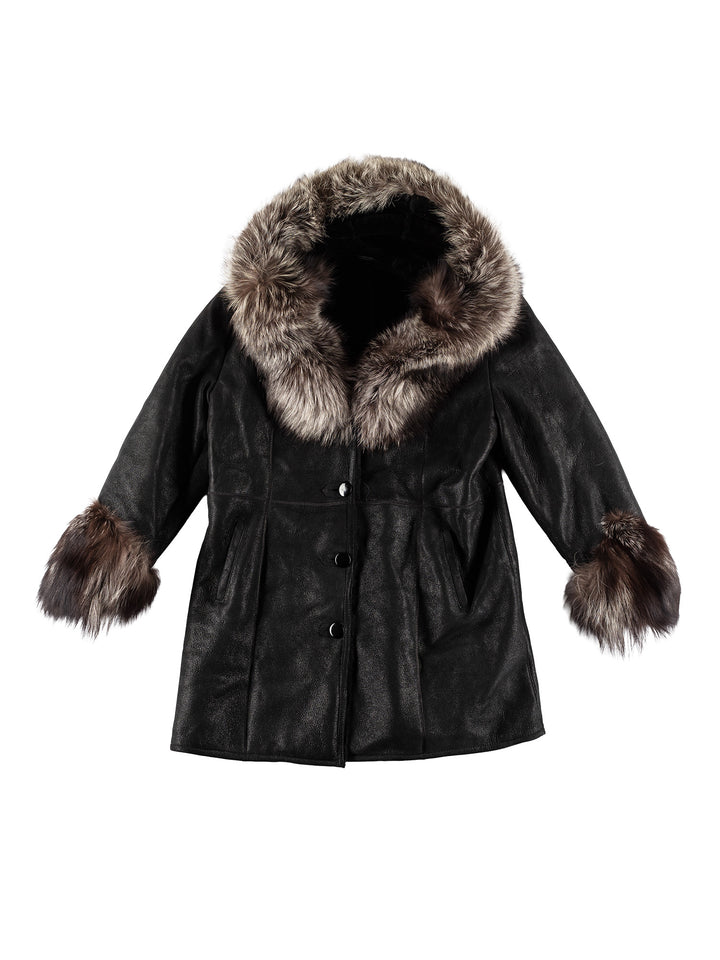 Vintage 70's Women Sheepskin Coat in BlackMN491