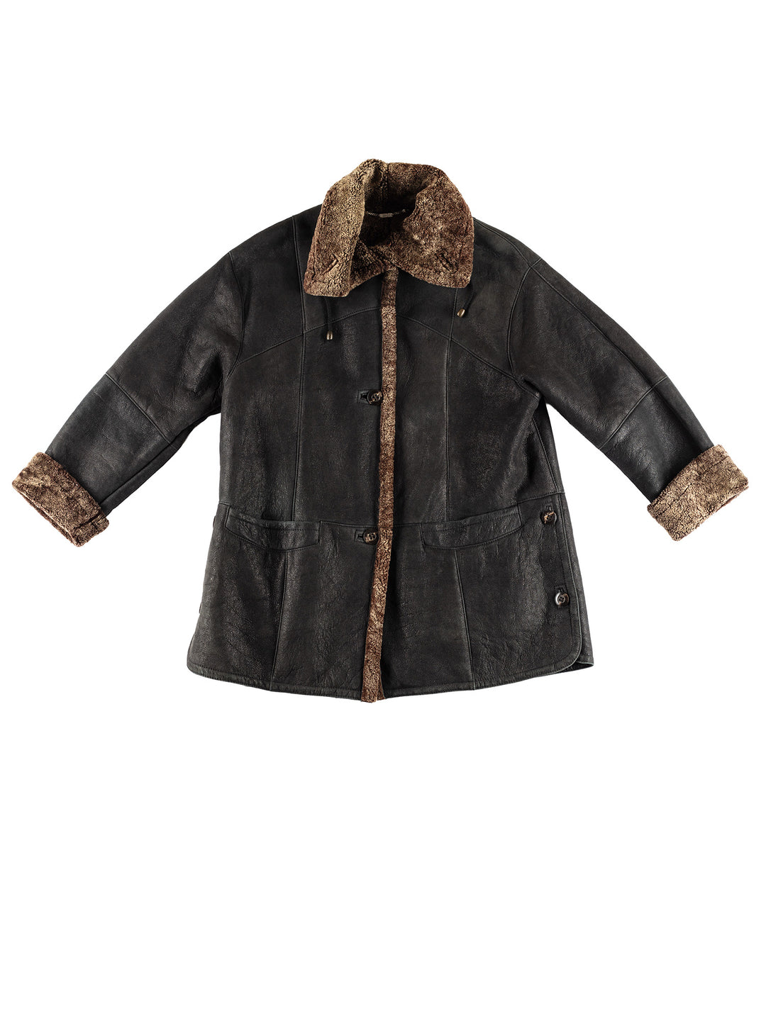 Vintage 80's Women Sheepskin Coat in BlackMN386