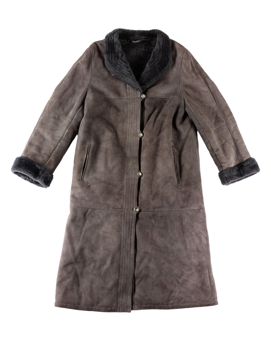 Vintage 70's Women Sheepskin Coat in GrayMN547