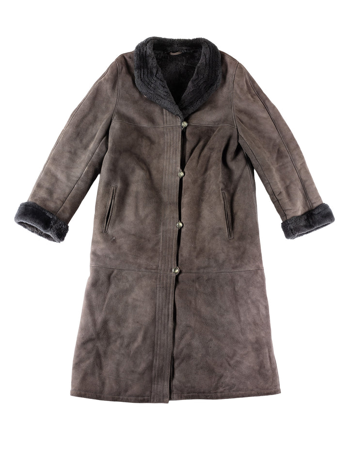 Vintage 70's Women Sheepskin Coat in GrayMN547
