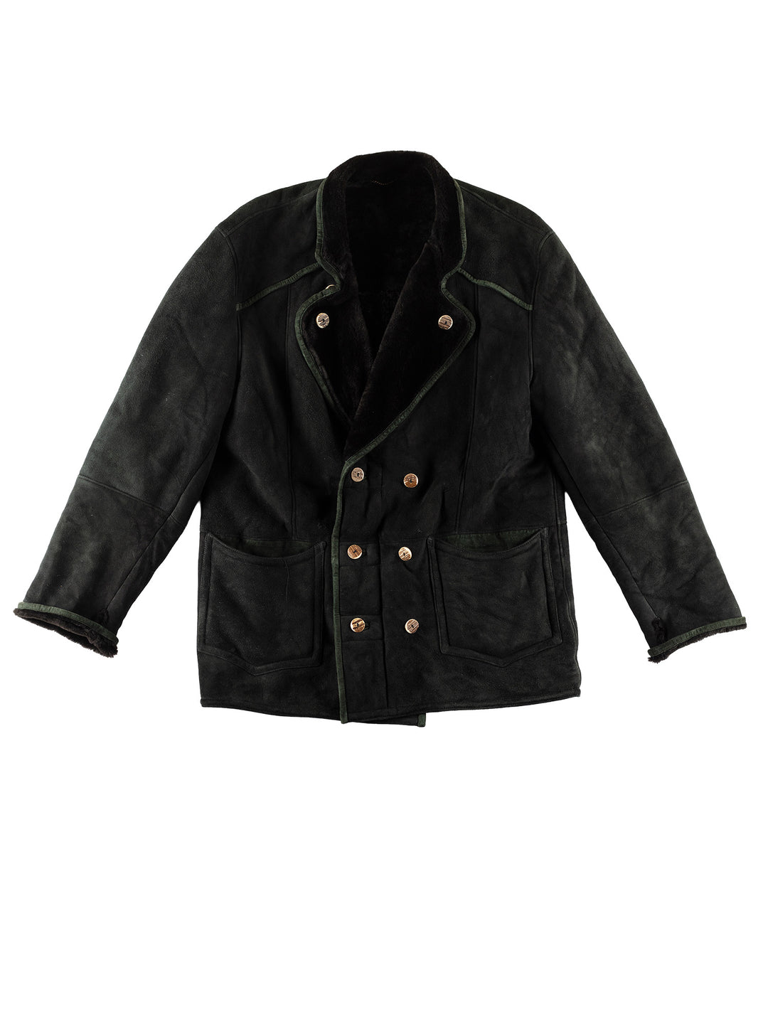 Vintage 80's Men Sheepskin Coat in GreenVN776