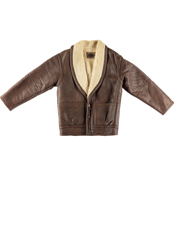 Vintage 80's Men Faux Sheepskin Coat in BrownVN500