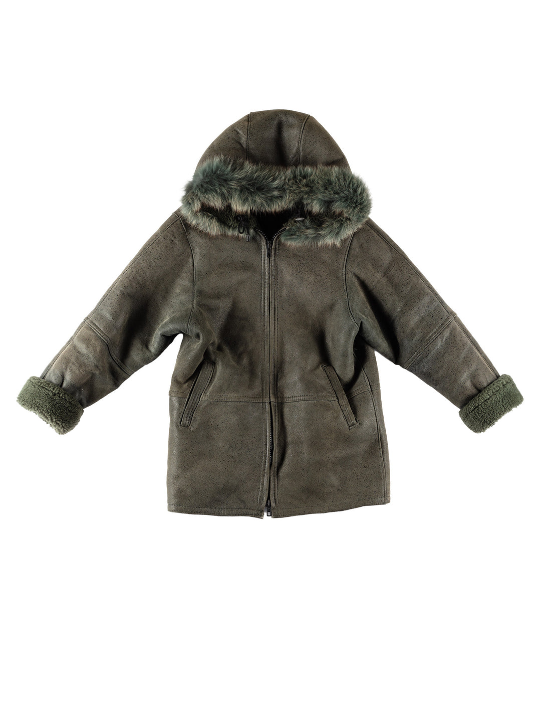 Vintage 70's Women Sheepskin Coat in GreenMN727