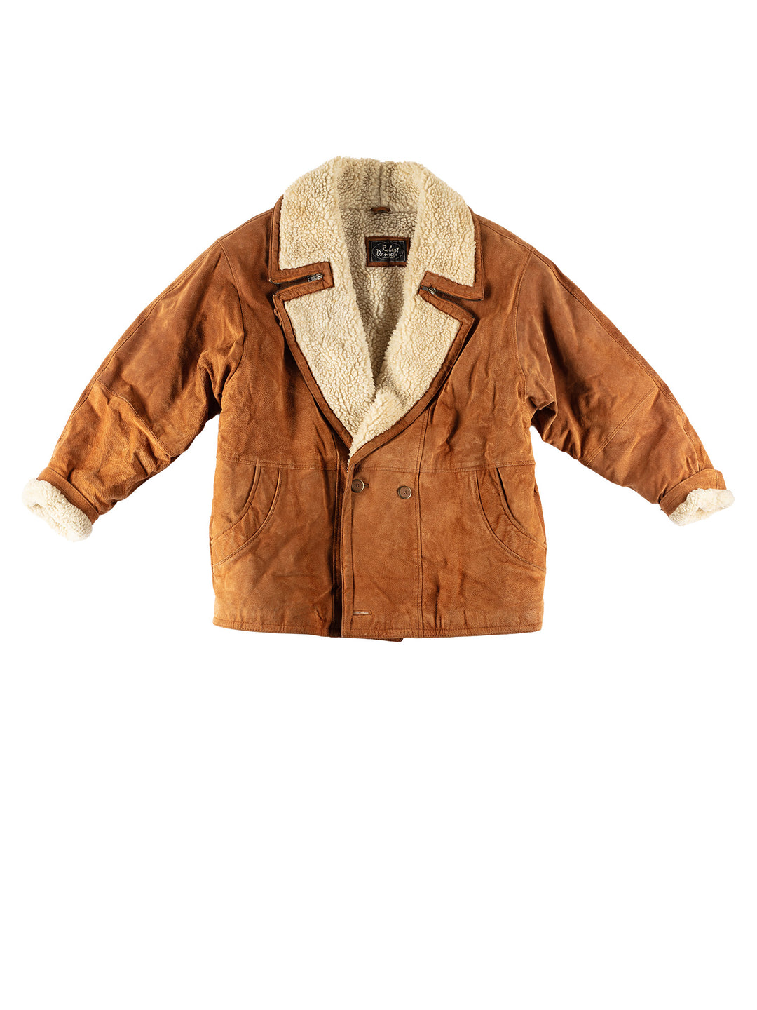 Vintage 90's Men Faux Sheepskin Coat in BrownVN581