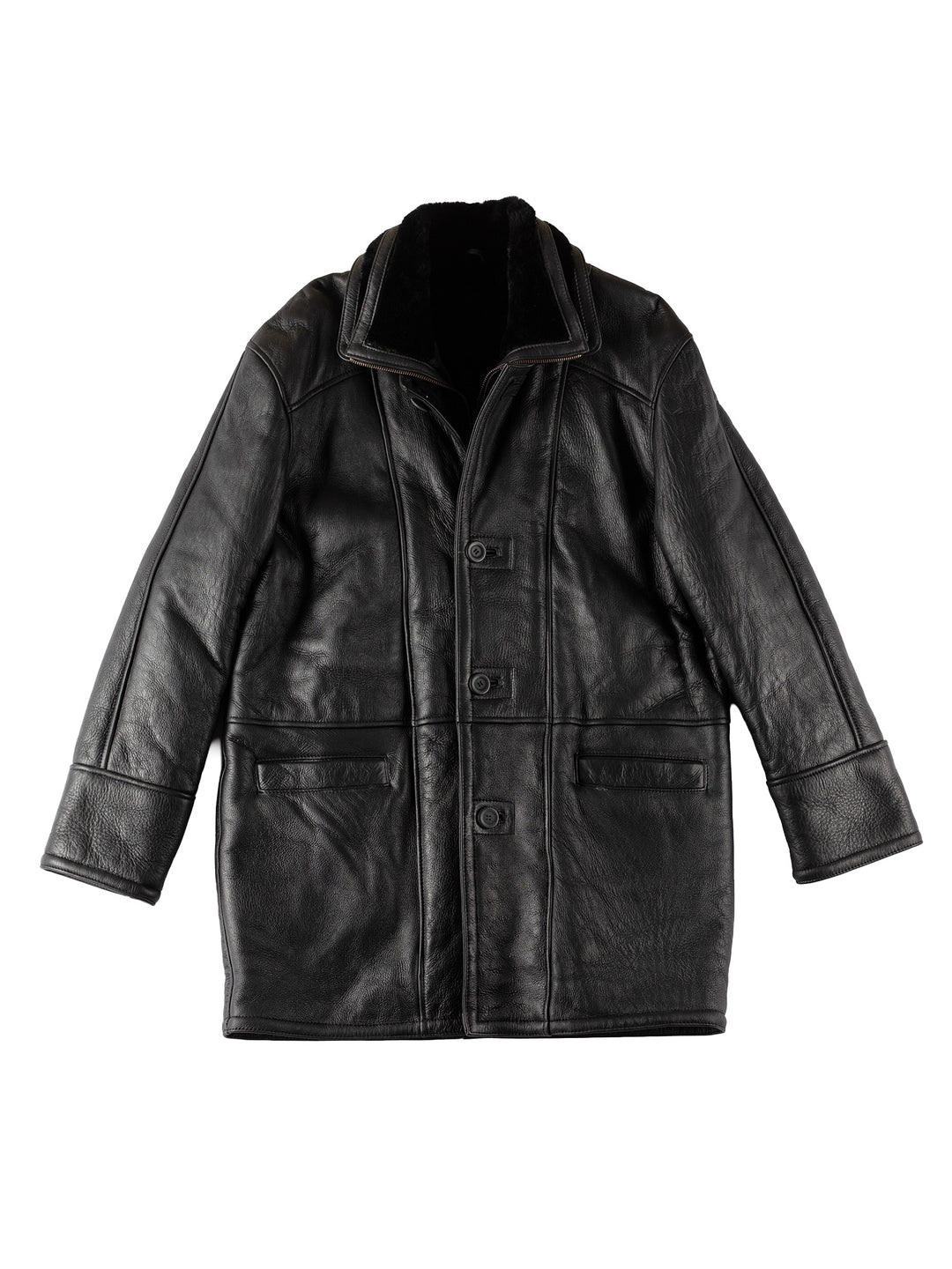 Vintage 80's Men Sheepskin Coat in BlackVN526