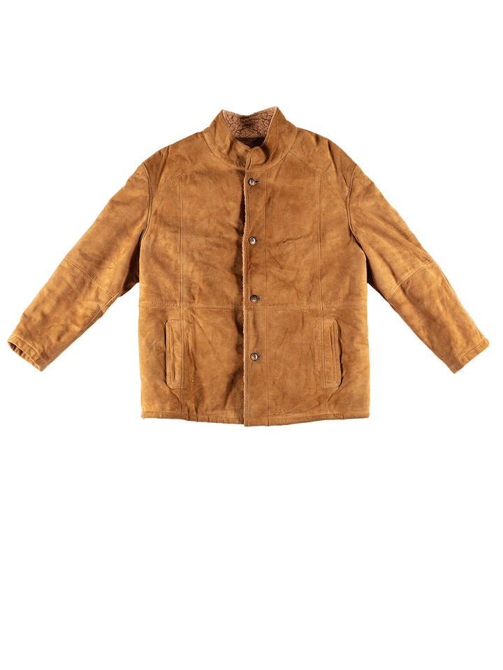 Vintage 80's Men Faux Sheepskin Coat in BrownVN746