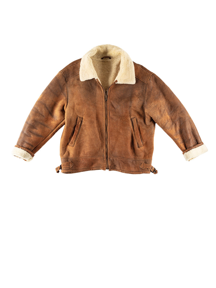 Vintage 80's Men Sheepskin Coat in BrownVN645