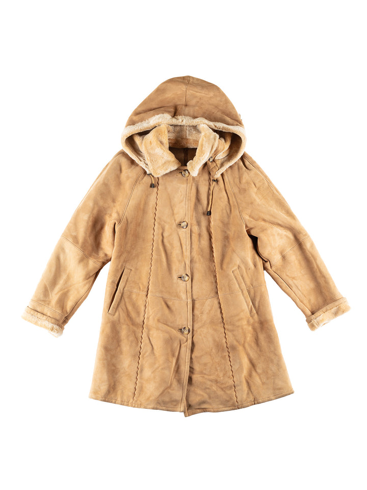 Vintage 70's Women Sheepskin Coat in BeigeMN748