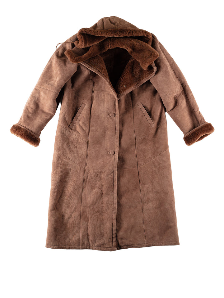 Vintage 80's Women Sheepskin Coat in BrownMN733