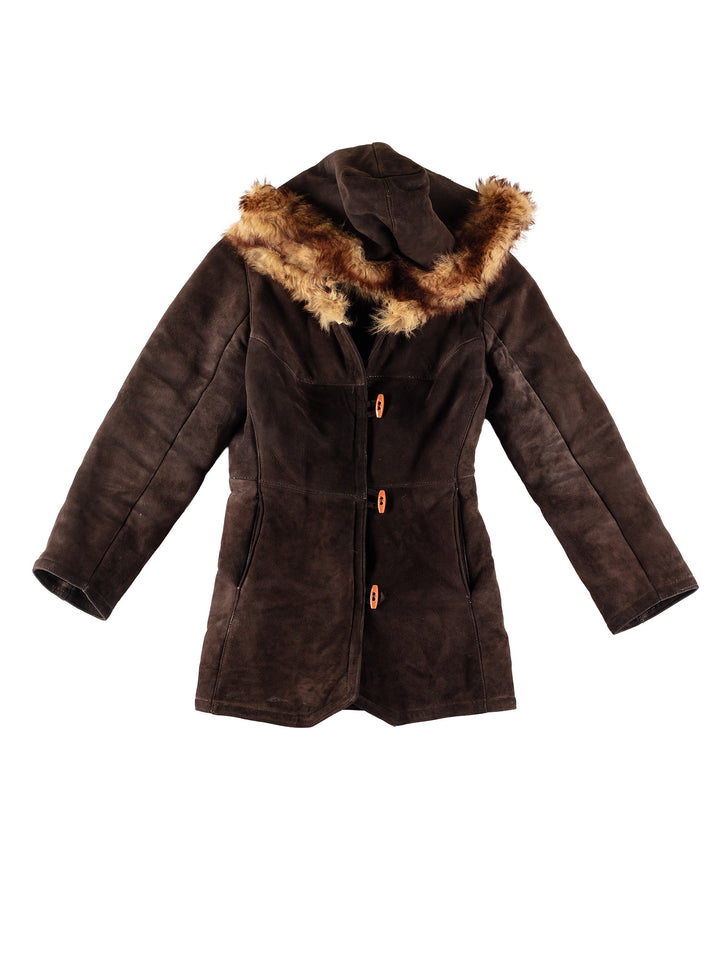 Vintage 70's Women Sheepskin Coat in BrownMN496