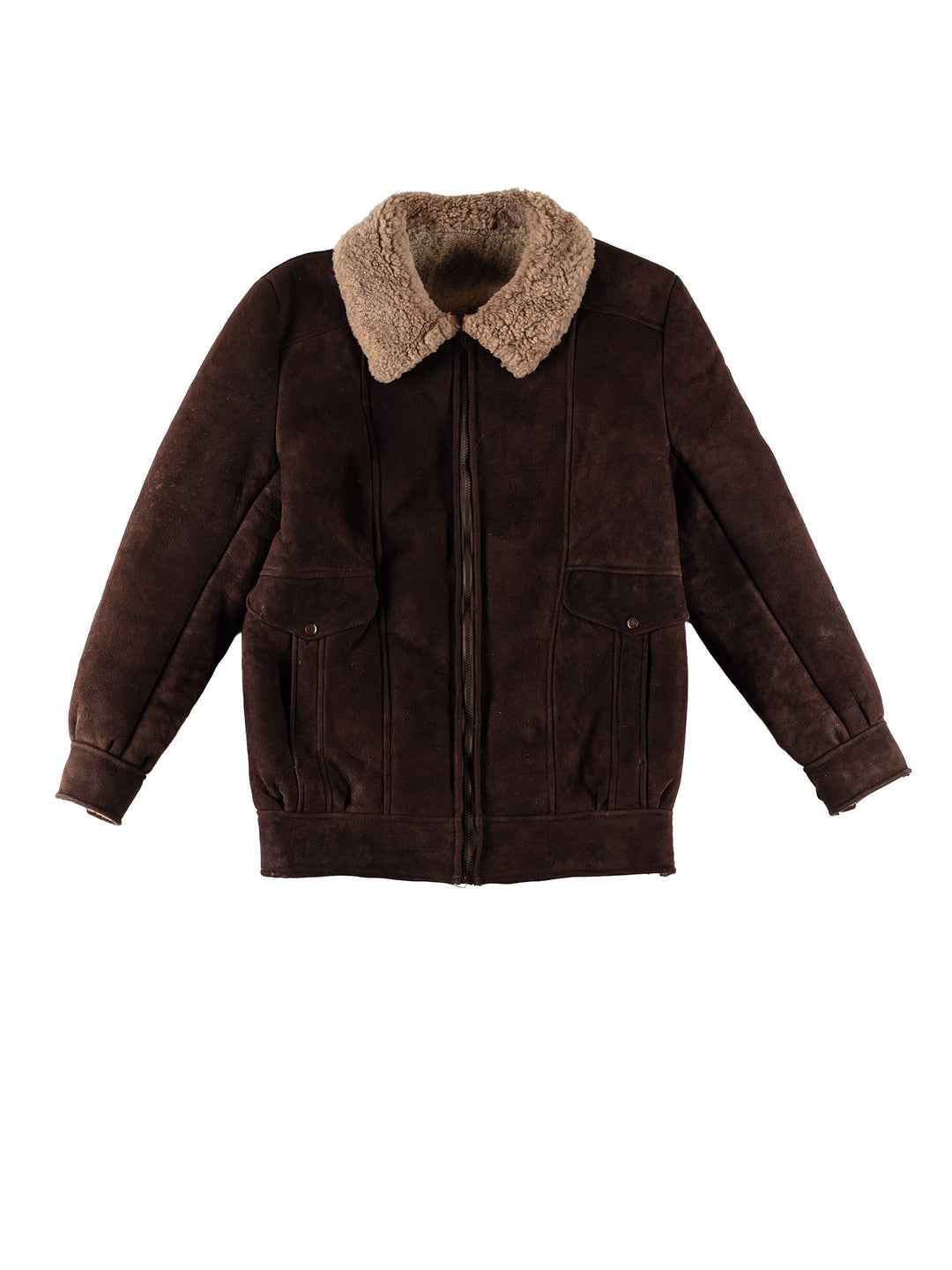 Vintage 80's Men Sheepskin Coat in BrownVN690