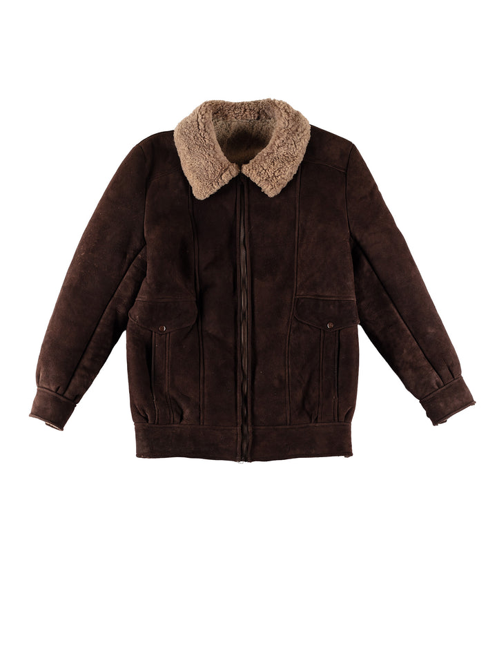 Vintage 80's Men Sheepskin Coat in BrownVN690