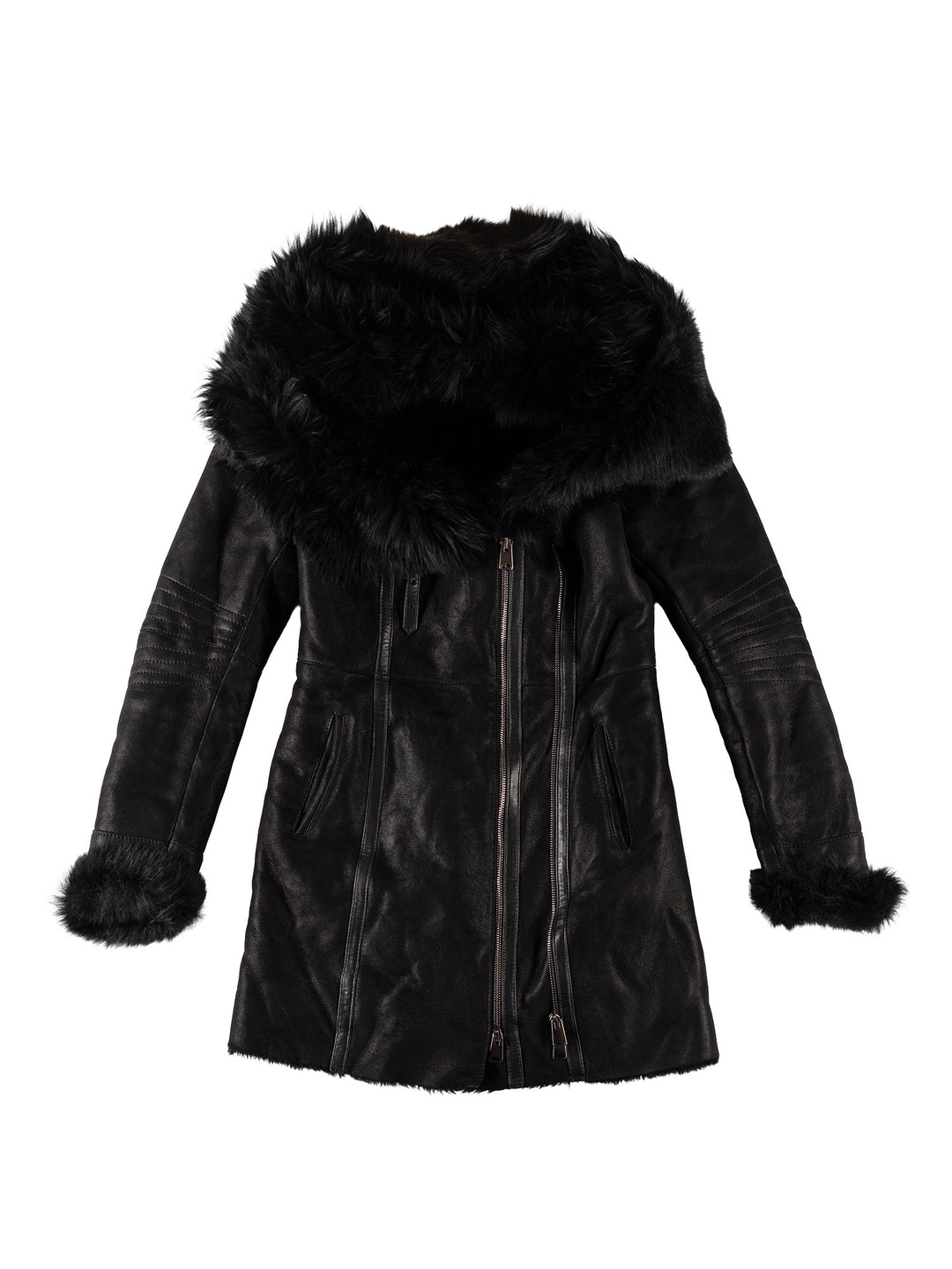 Vintage 70's Women Sheepskin Coat in BlackMN584