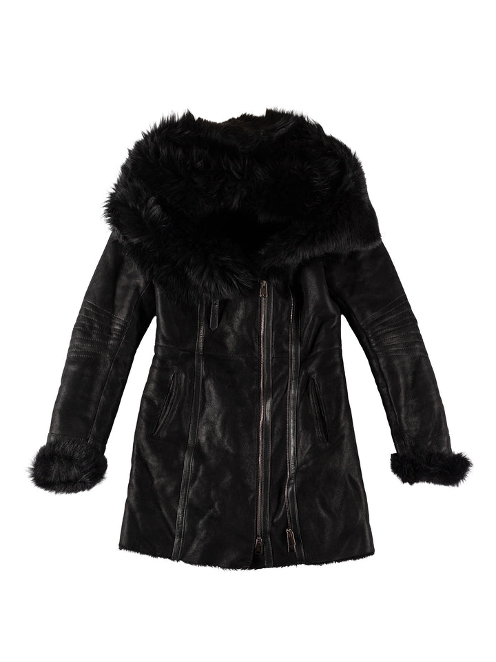 Vintage 70's Women Sheepskin Coat in BlackMN584