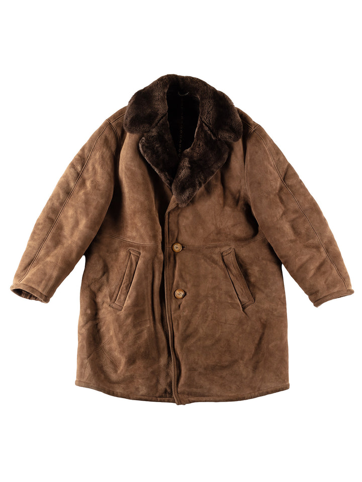 Vintage 90's Men Sheepskin Coat in BrownVN430