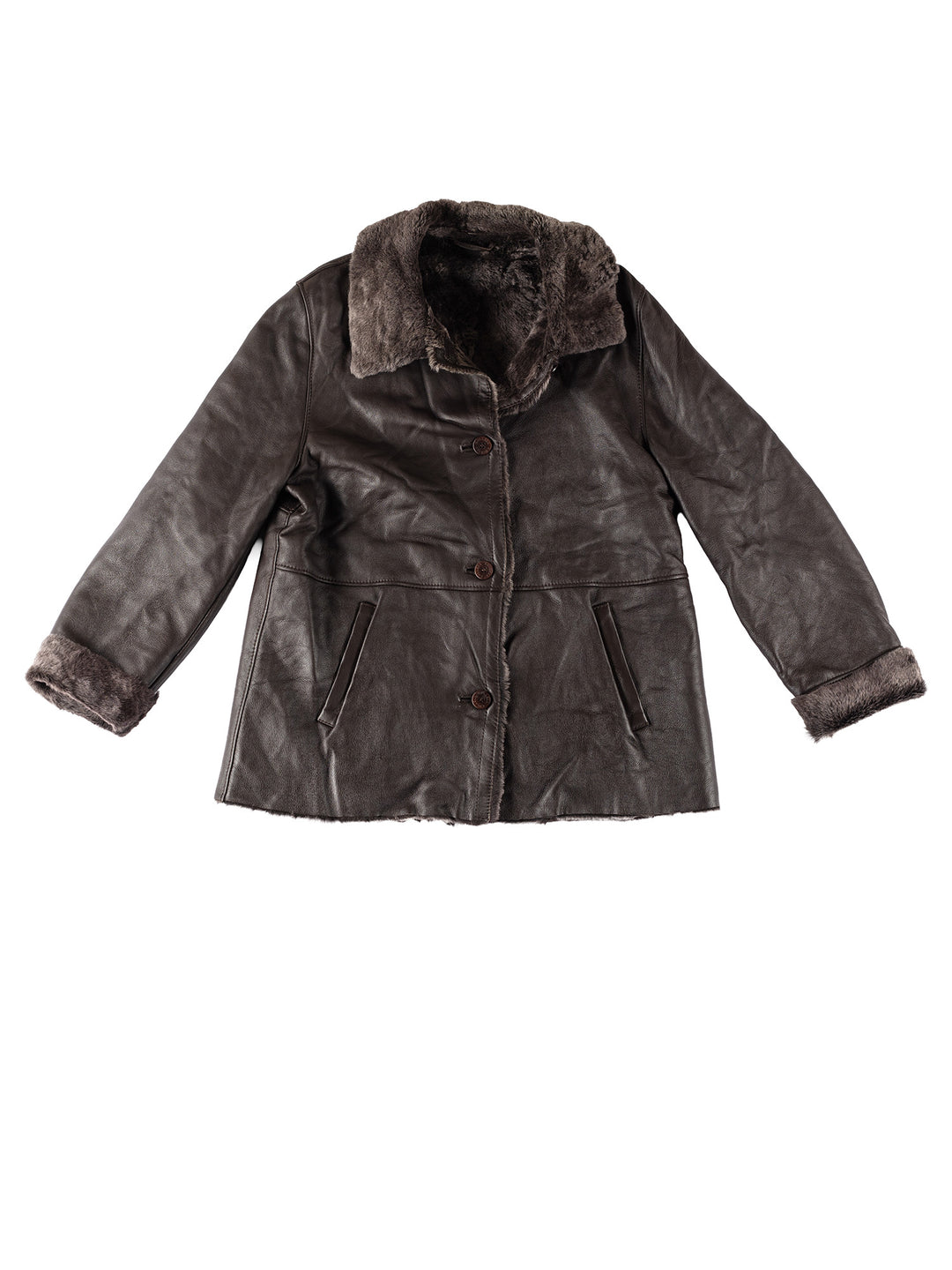 Vintage 80's Women Sheepskin Jacket in BrownMN362