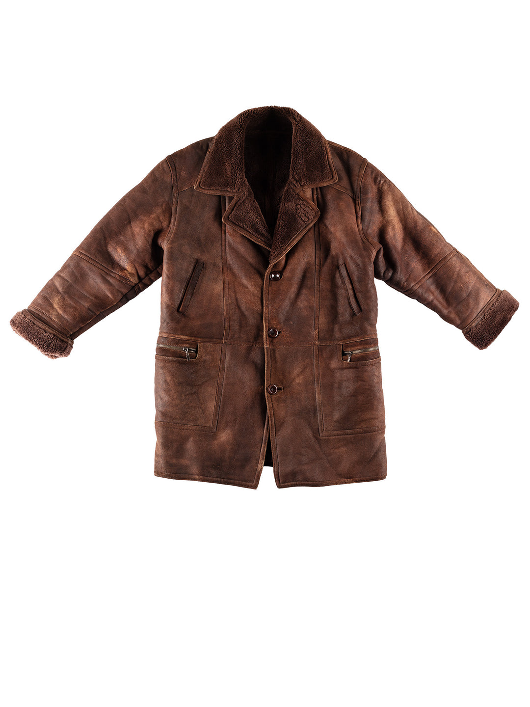 Vintage 80's Men Faux Sheepskin Coat in BrownVN780