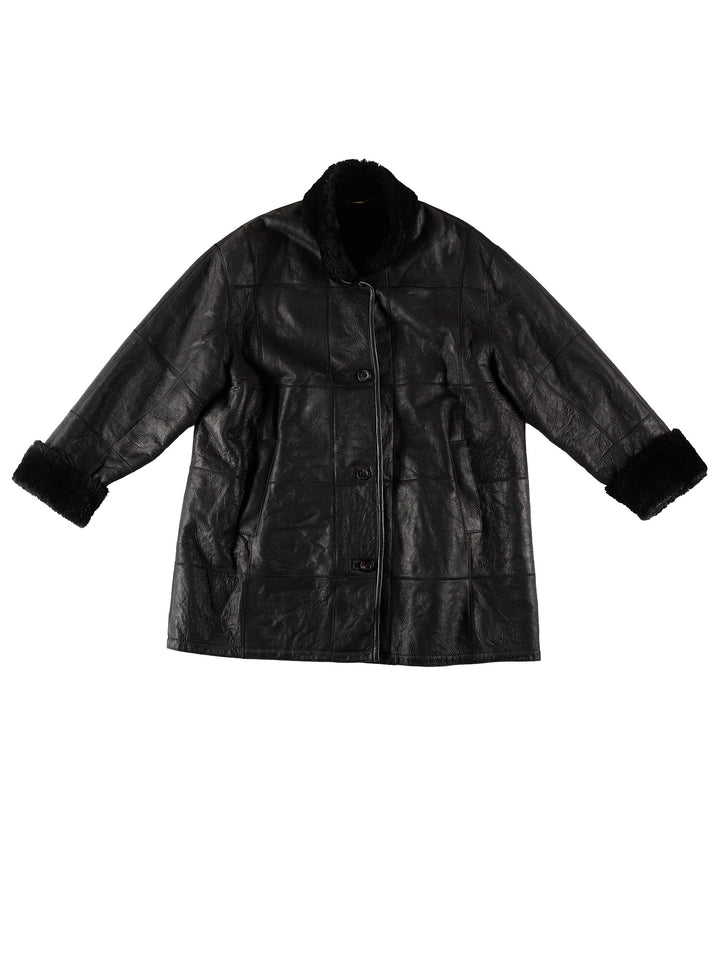 Vintage 80's Women Sheepskin Coat in BlackMN692