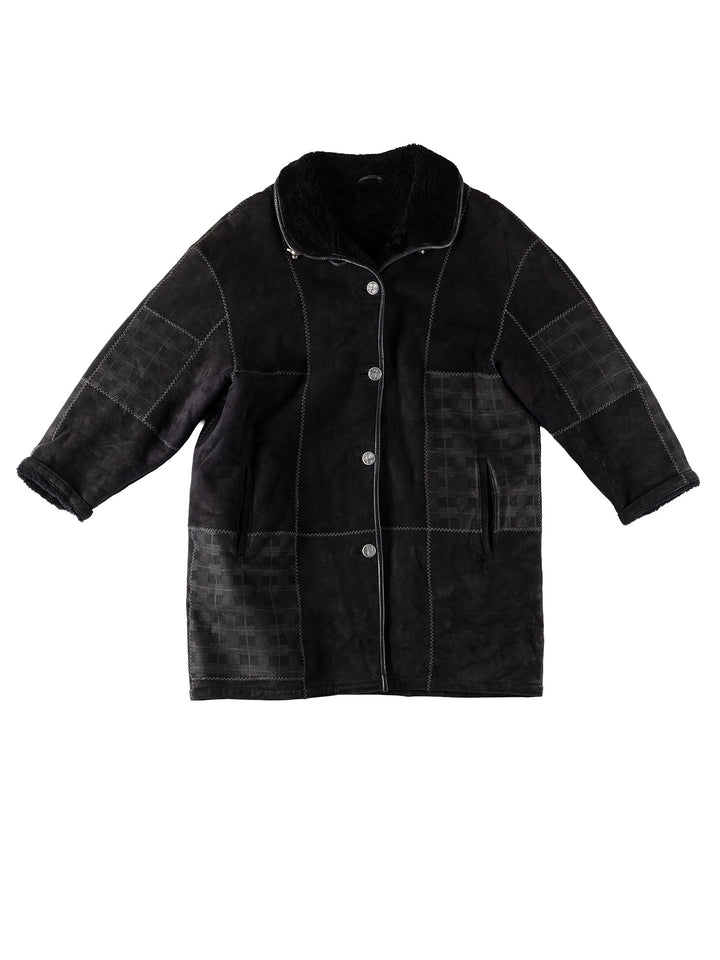 Vintage 90's Women Sheepskin Coat in BlackMN577