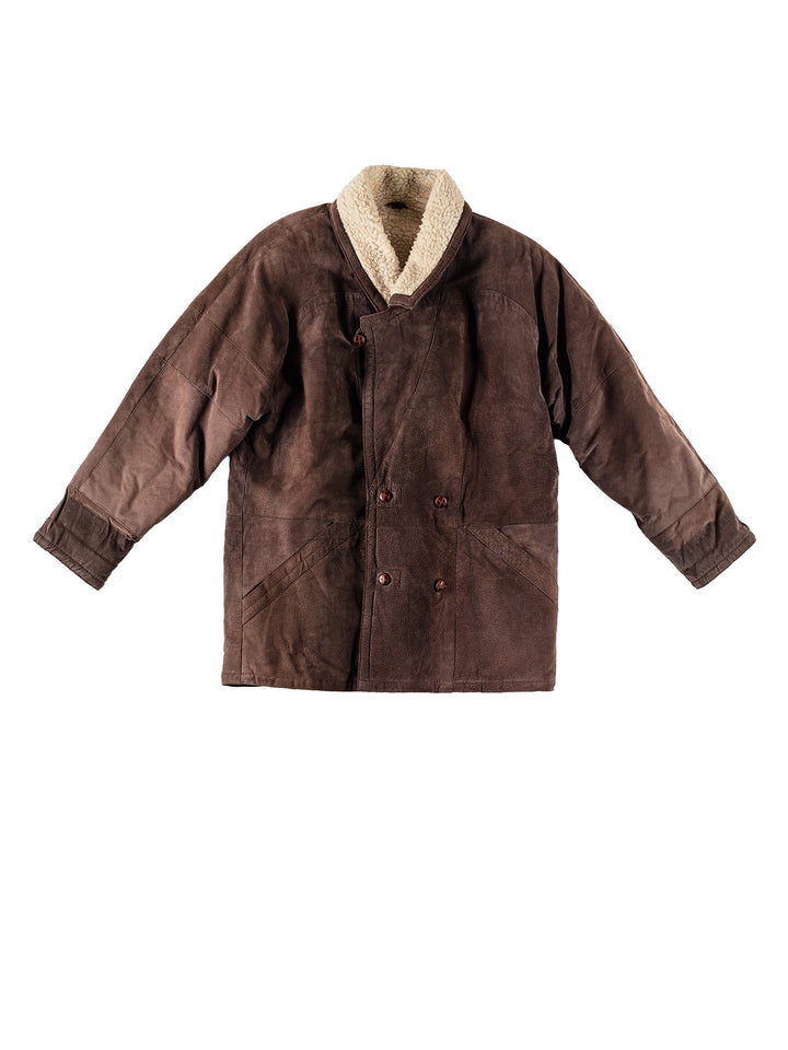 Vintage 80's Men Sheepskin Coat in BrownVN552