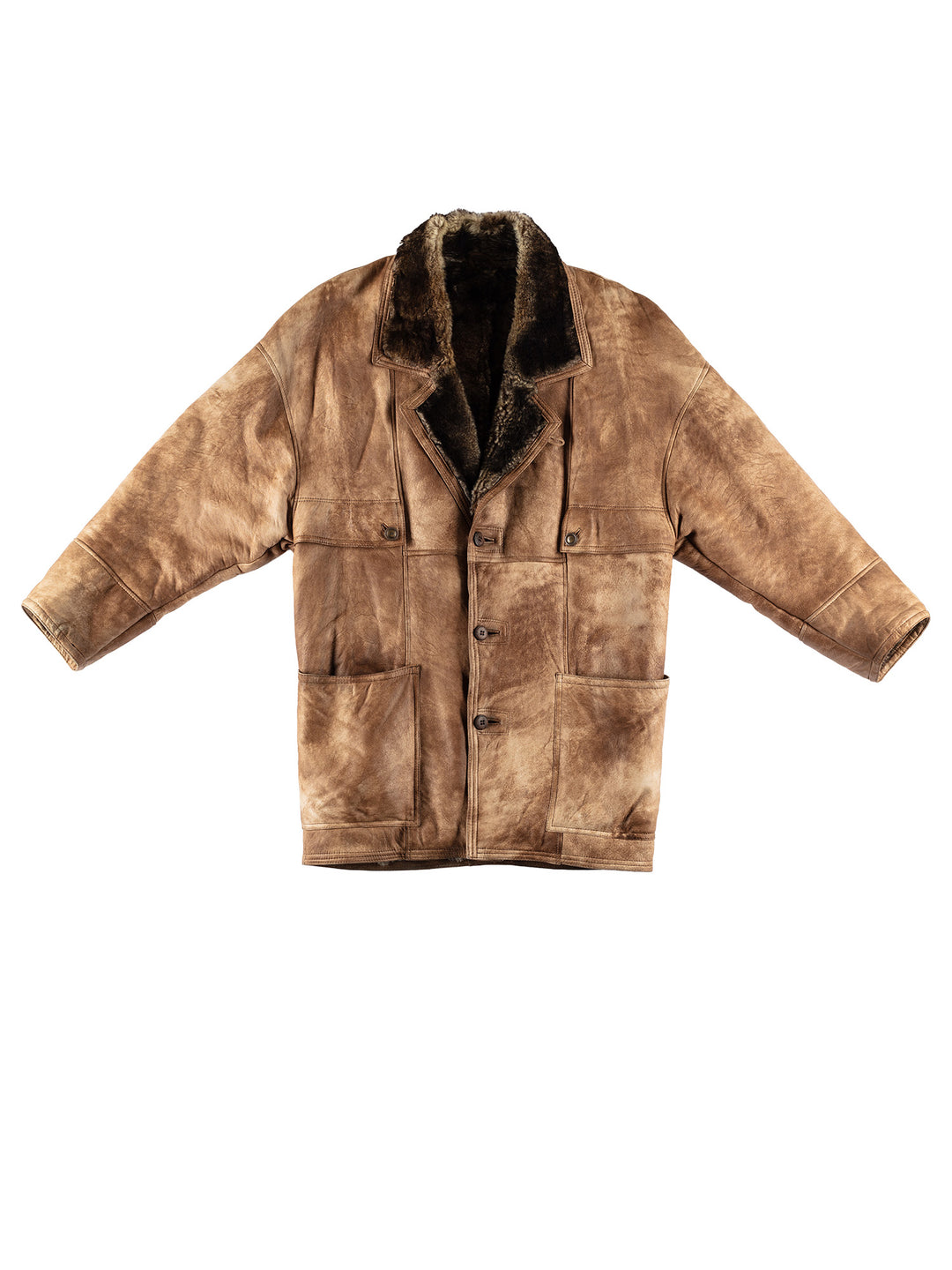 Vintage 80's Men Sheepskin Coat in BrownVN626