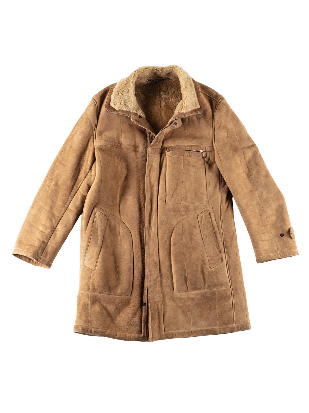 Vintage 80's Men Sheepskin Coat in BrownVN392