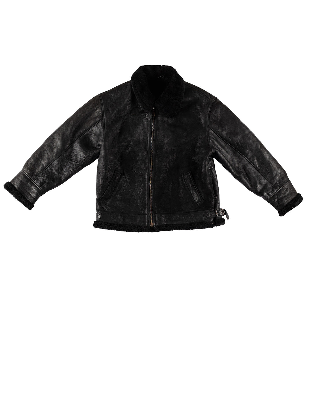 Vintage 80's Men Sheepskin Jacket in BlackVN684