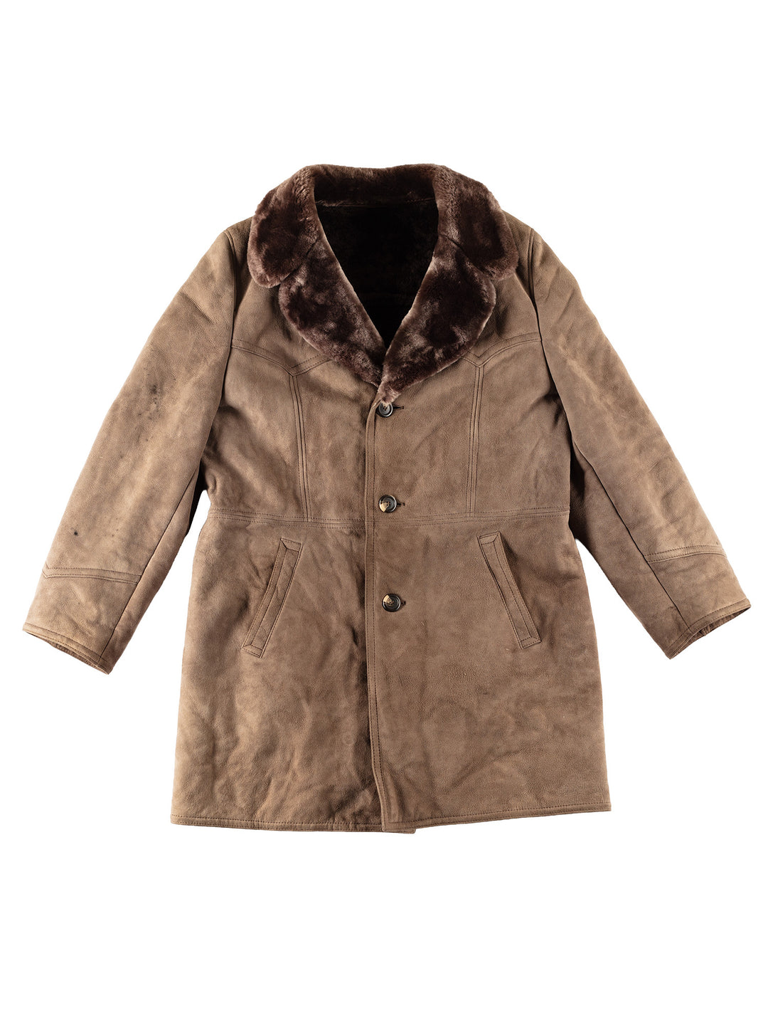 Vintage 70's Men Sheepskin Coat in BrownVN654