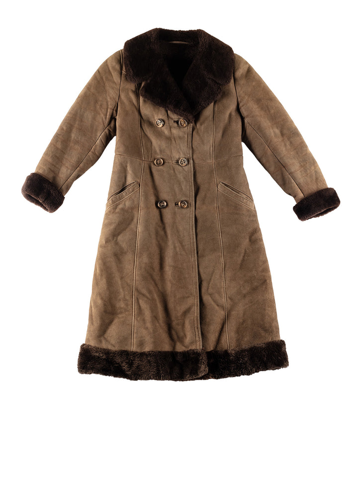 Vintage 70's Women Sheepskin Coat in BrownMN805