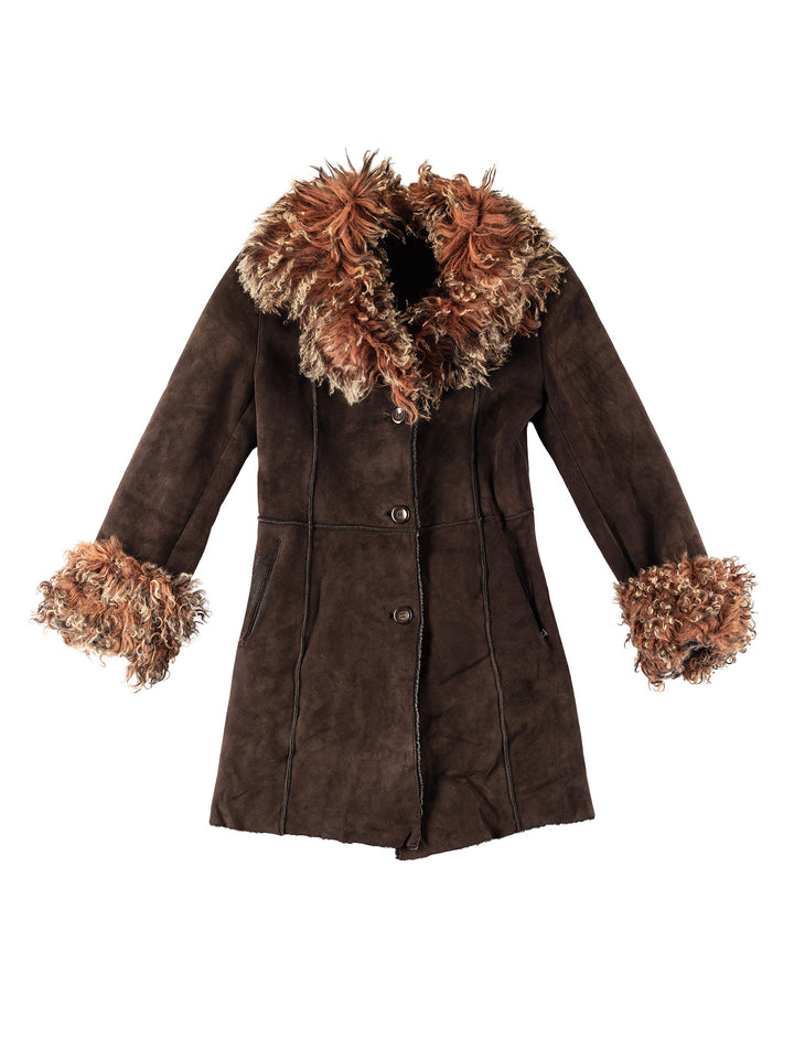 Vintage 70's Women Sheepskin Coat in BrownMN373