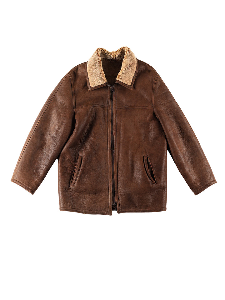 Vintage 80's Men Sheepskin Coat in BrownVN387