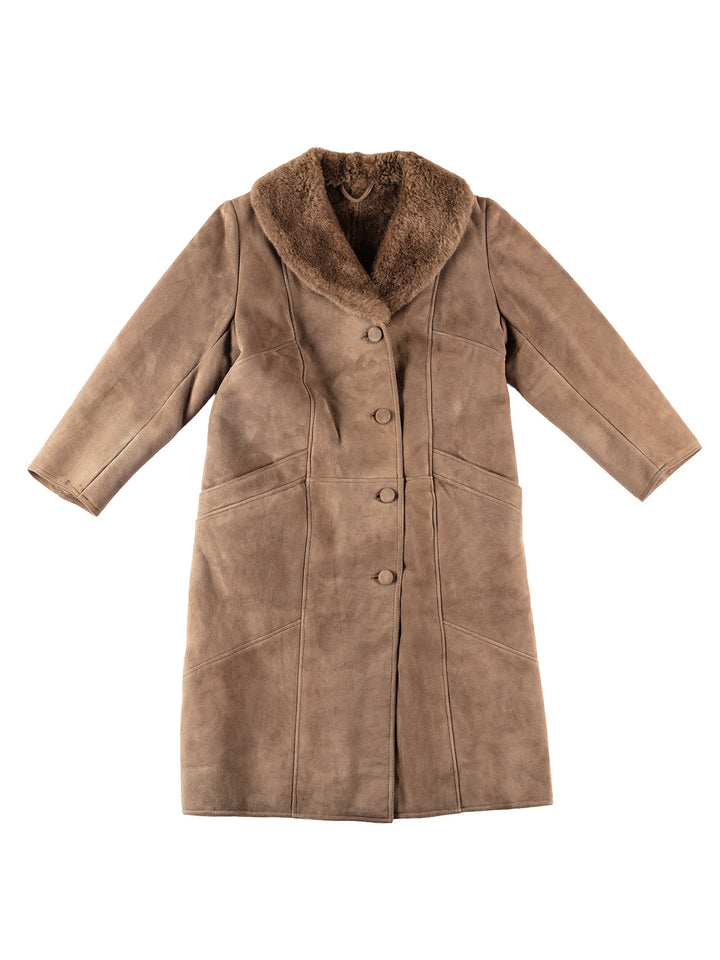 Vintage 80's Women Sheepskin Coat in BrownMN271