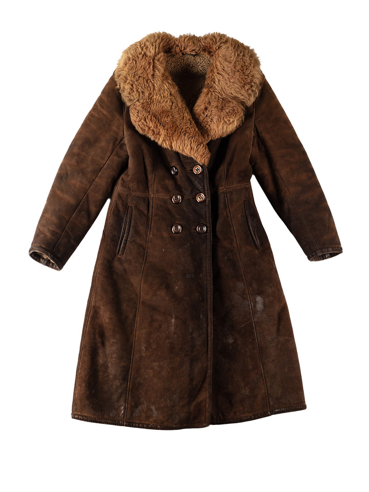 Vintage 70's Women Sheepskin Coat in BrownMN560